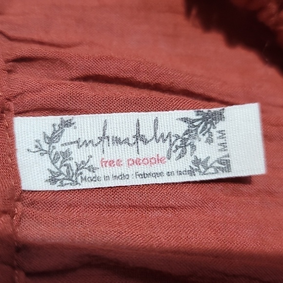 Free People Intimately Boho Rust Long Sleeve Off Shoulder Bodysuit Blouse - Picture 9 of 13